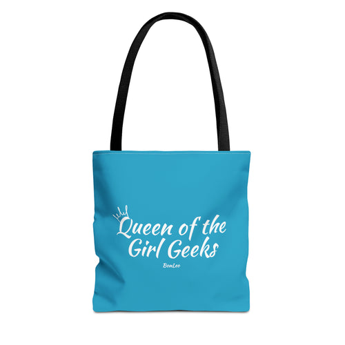 Queen of the Girl Geeks Polyester Tote Bag in Turquoise