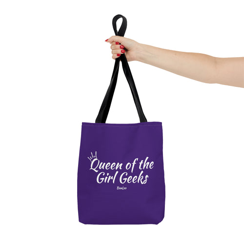 Queen of the Girl Geeks Polyester Tote Bag in Purple