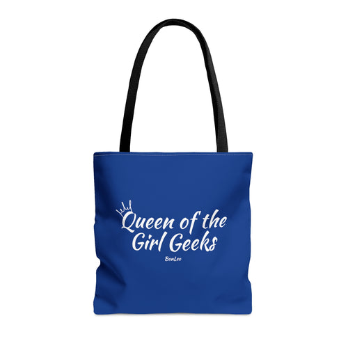 Queen of the Girl Geeks Polyester Tote Bag in Dark Blue