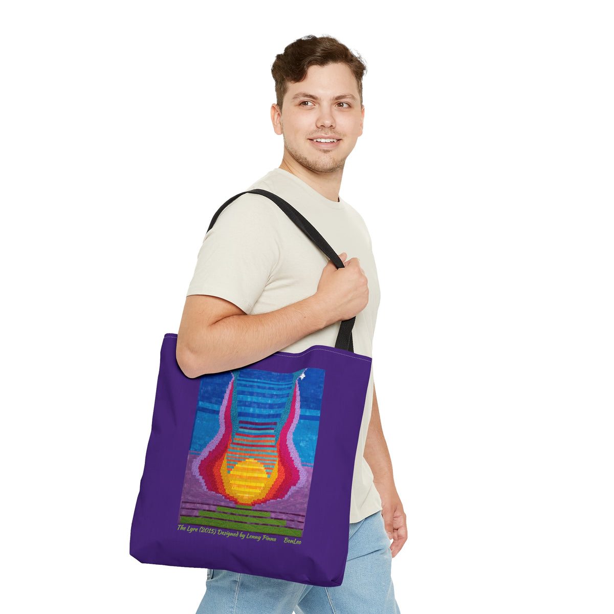 The Lyre (2015) Designed by Lenny Pinna Tote Bag in Purple