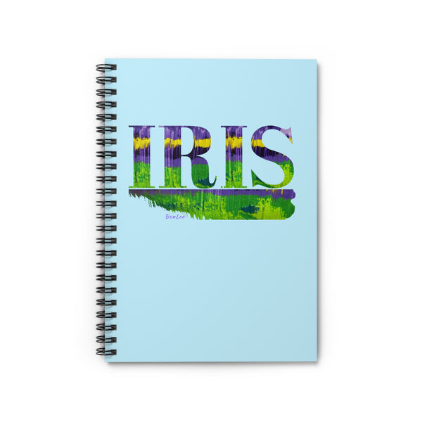 Iris Garden in Purple and Green Spiral Notebook - Ruled Line