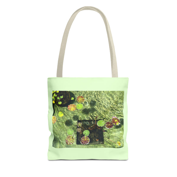 Waterlilies at The Getty Villa Mint Green, Photograph by Lenny Pinna Tote Bag