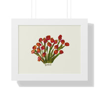 Whimsical Garden Red Flowers Framed Horizontal Poster