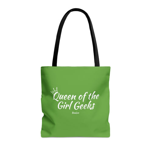 Queen of the Girl Geeks Polyester Tote Bag in Green