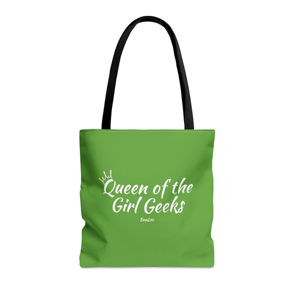 Queen of the Girl Geeks Polyester Tote Bag in Green