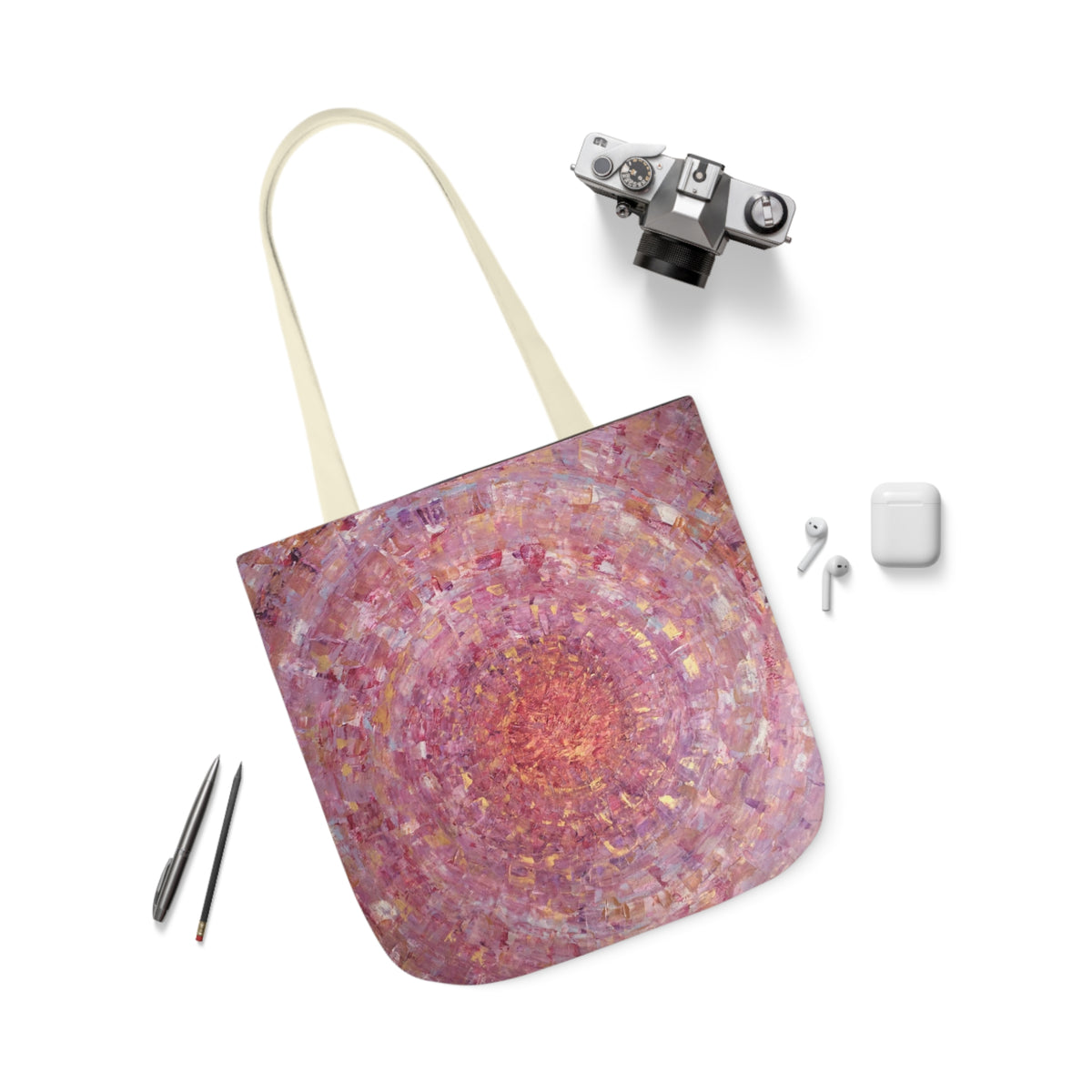 Magical Spiral by Lenny Pinna,  Acrylic with Palette Knife Polyester Canvas Tote Bag