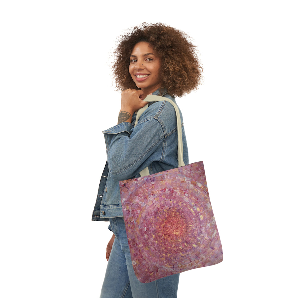 Magical Spiral by Lenny Pinna,  Acrylic with Palette Knife Polyester Canvas Tote Bag
