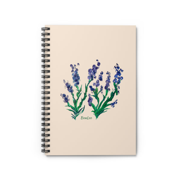Whimsical Garden Spiral Notebook - Ruled Line in Purple Blooms
