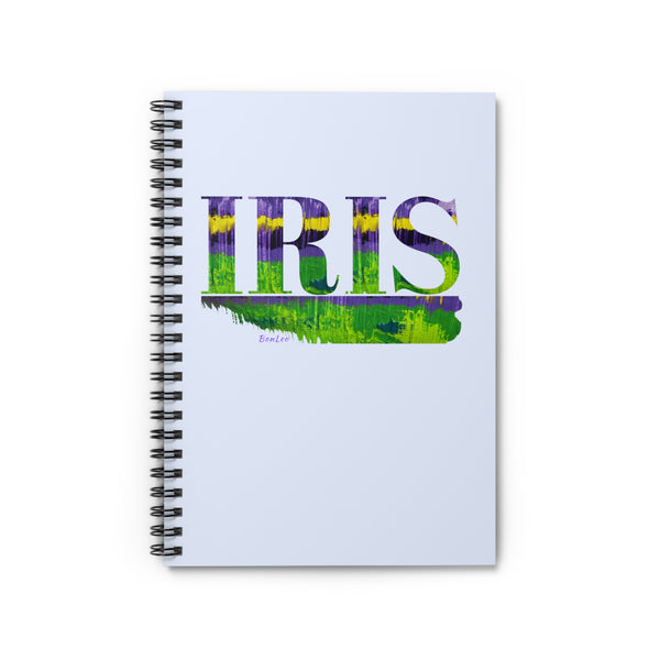 Iris Garden  in Purple and Green Spiral Notebook - Ruled Line