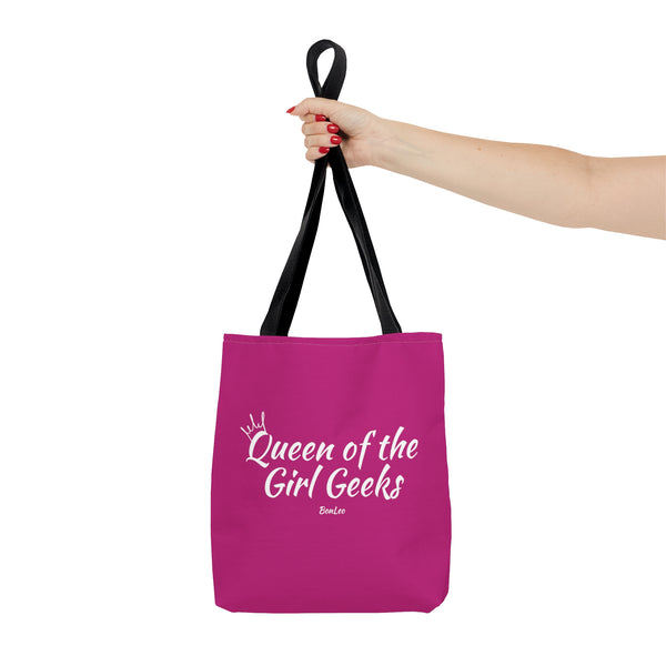 Queen of the Girl Geeks Polyester Tote Bag in Pink