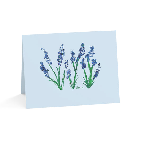 Whimsical Garden Greeting Cards in Blue Bells (1, 10, 30, and 50pcs)