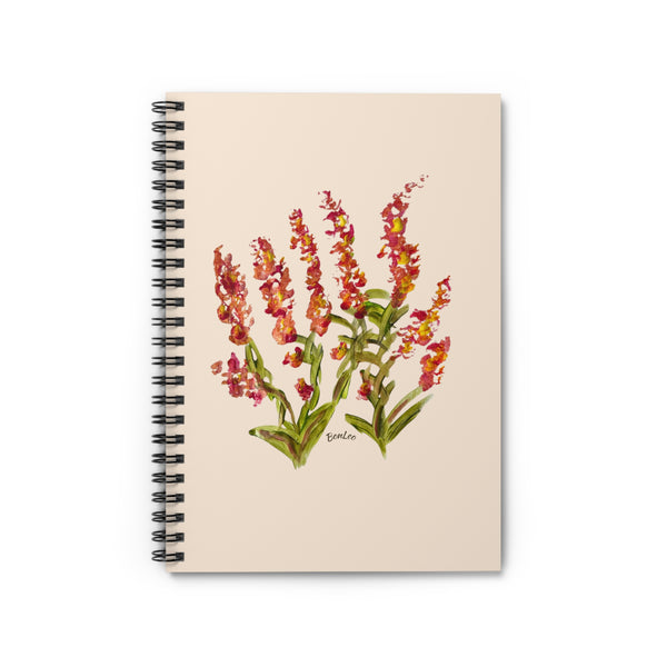 Whimsical Garden Spiral Notebook - Ruled Line in Orange Blooms