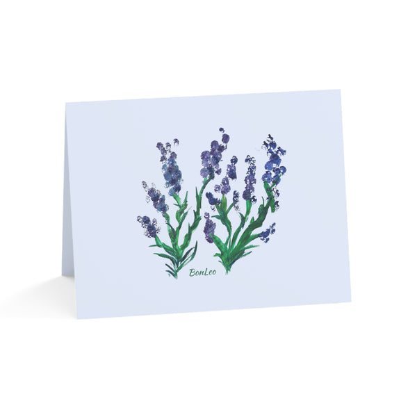 Whimsical Garden Greeting Cards in Purple Blooms (1, 10, 30, and 50pcs)