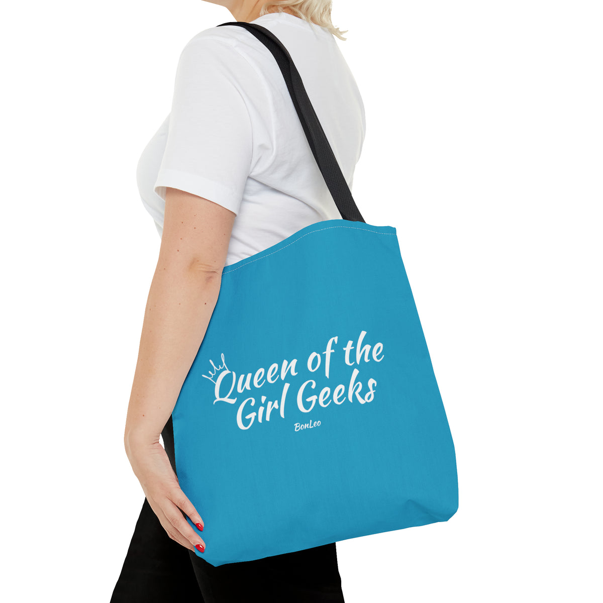 Queen of the Girl Geeks Polyester Tote Bag in Turquoise