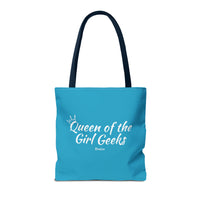 Queen of the Girl Geeks Polyester Tote Bag in Turquoise