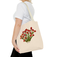 Whimsical Garden Tote Bag Red Flowers