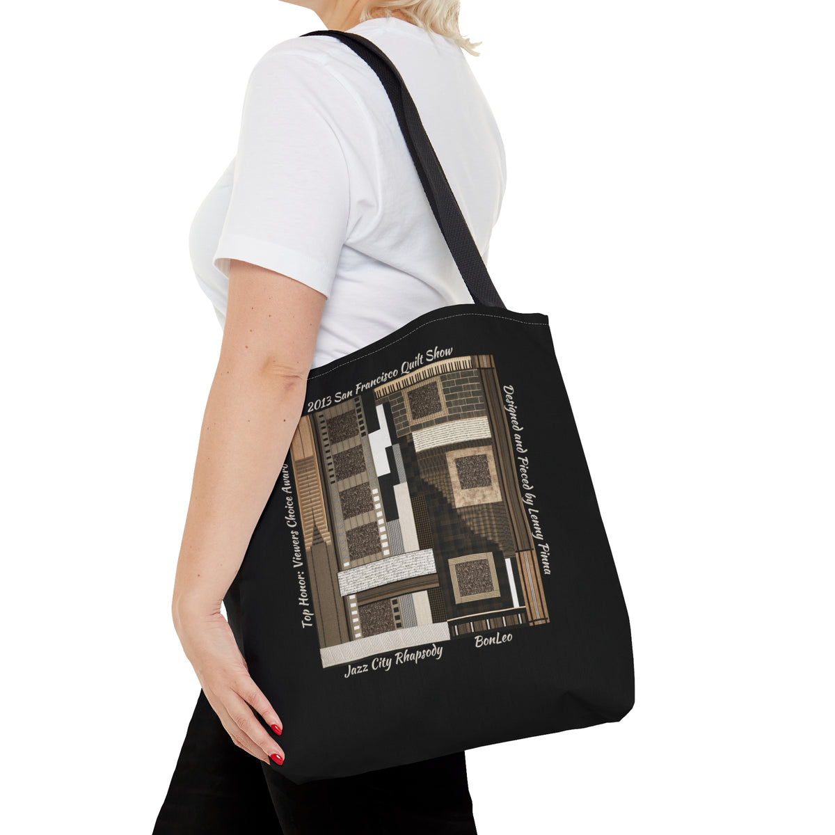 Jazz City Rhapsody Designed by Lenny Pinna Tote Bag in Black