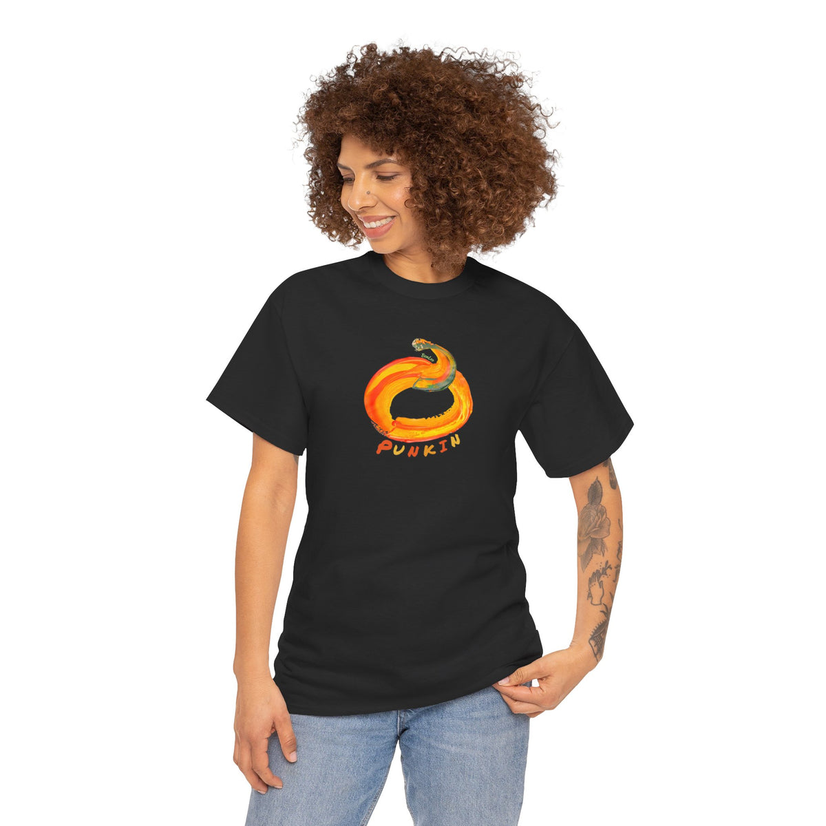 Halloween Punkin Black Unisex Heavy Cotton Tee by BonLeo