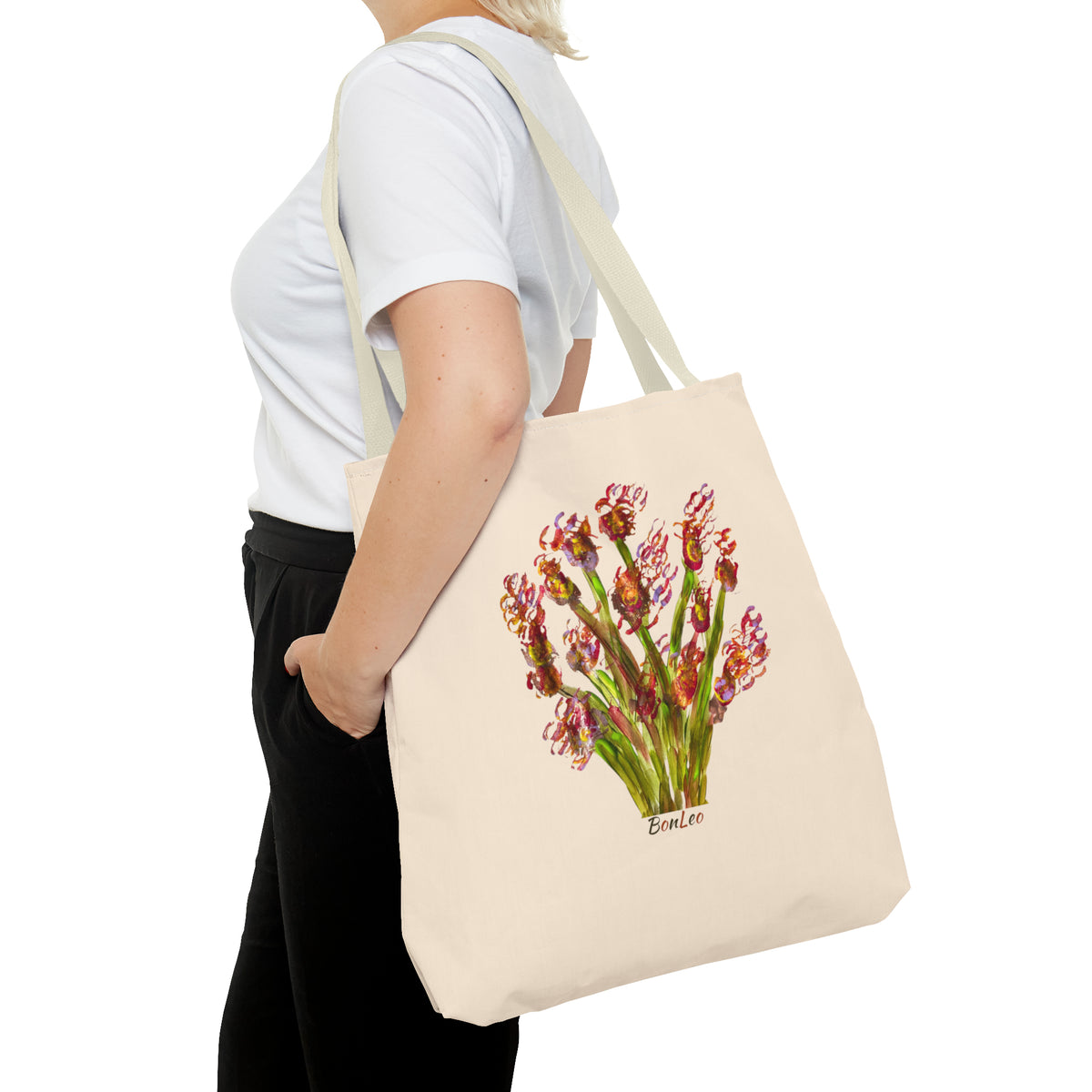 Whimsical Garden Tote Bag Wavy Flowers