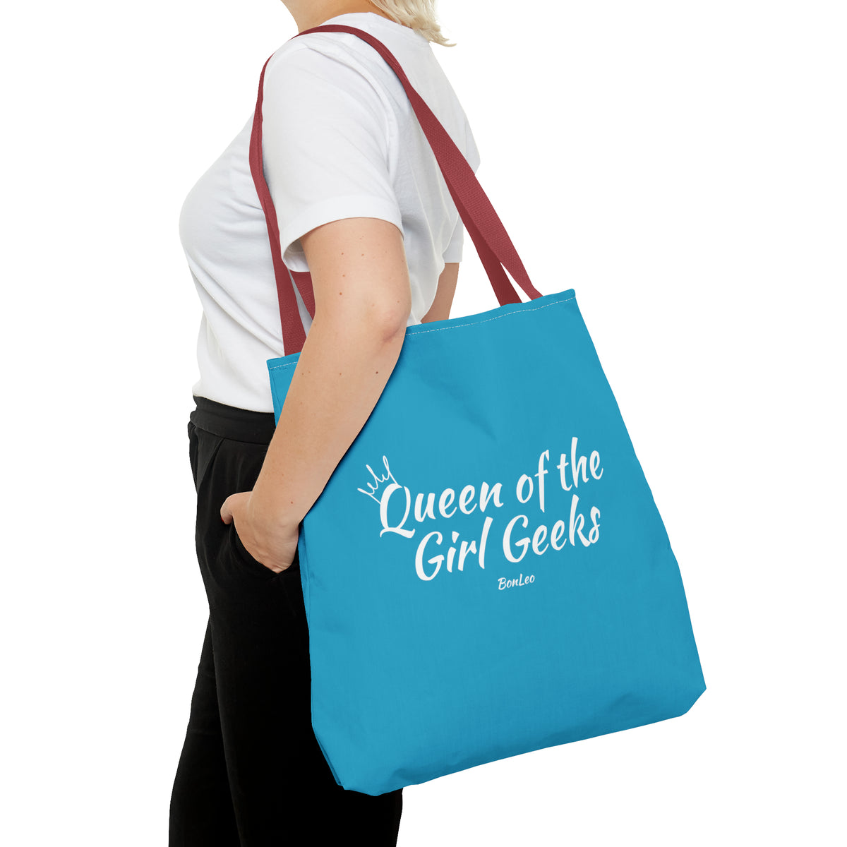 Queen of the Girl Geeks Polyester Tote Bag in Turquoise