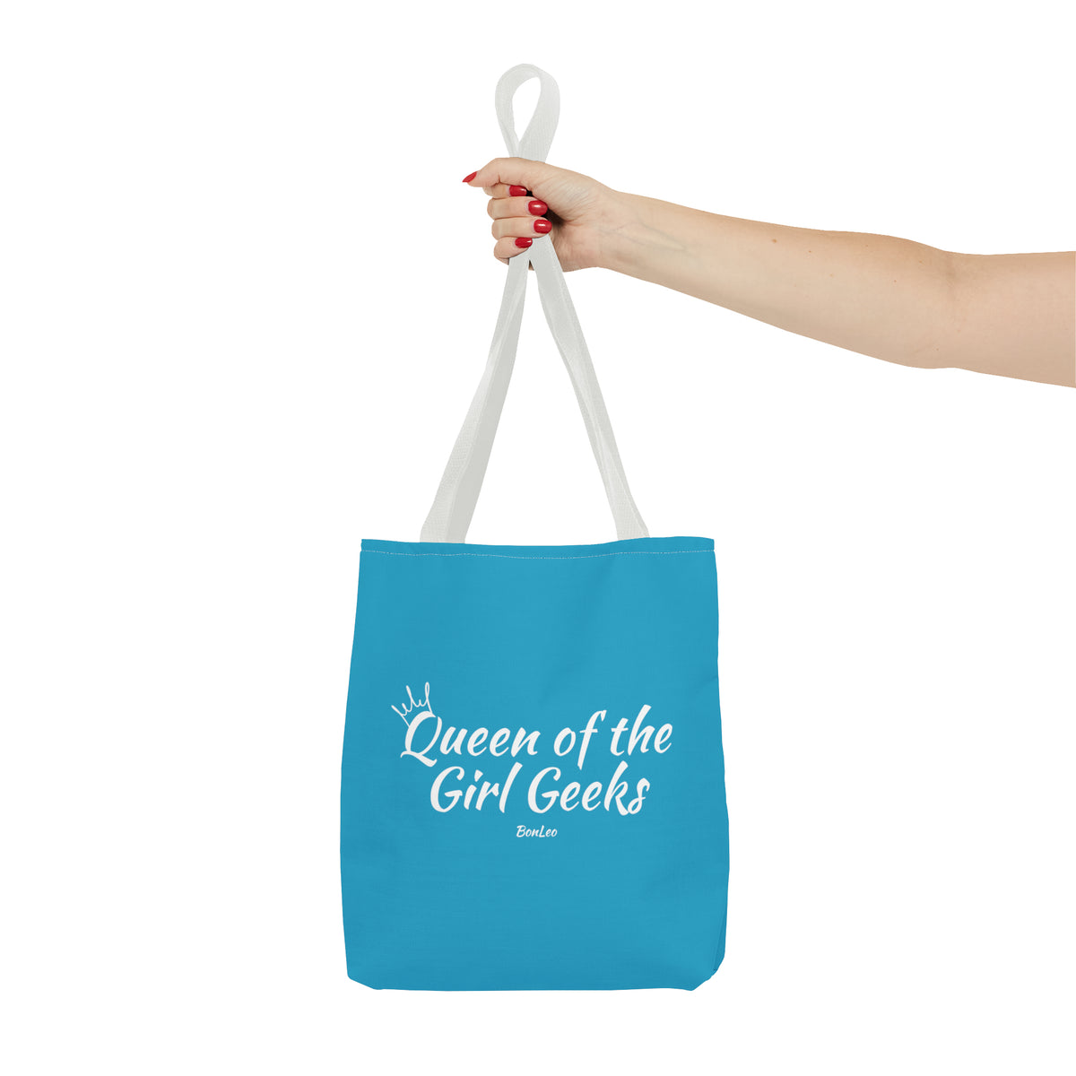 Queen of the Girl Geeks Polyester Tote Bag in Turquoise