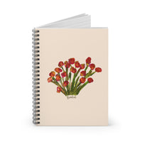 Whimsical Garden Spiral Notebook - Ruled Line in Red Flowers