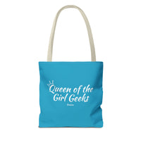 Queen of the Girl Geeks Polyester Tote Bag in Turquoise