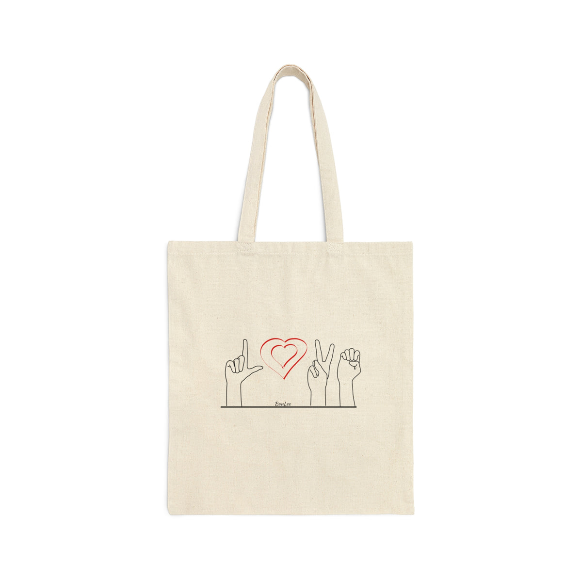 LOVE ASL American Sign Language Cotton Canvas Tote Bag