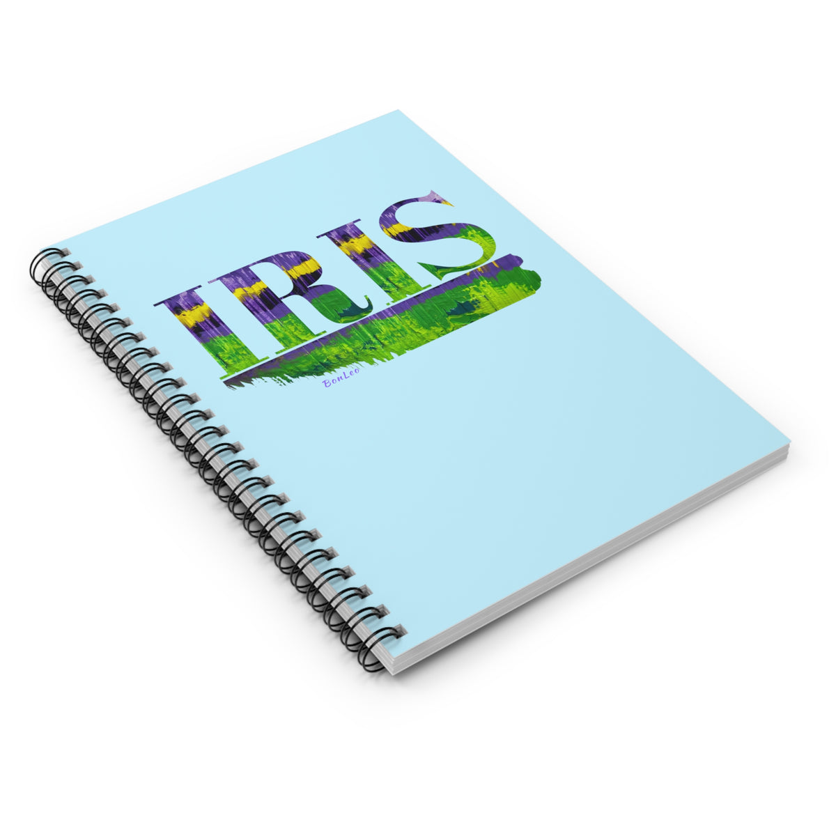 Iris Garden in Purple and Green Spiral Notebook - Ruled Line