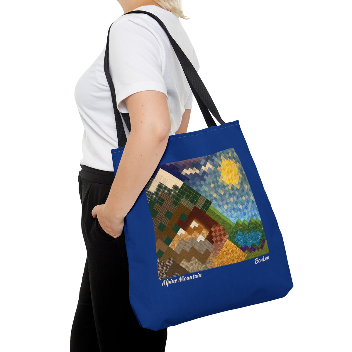 Alpine Mountain Quilt Tote Bag - Blue