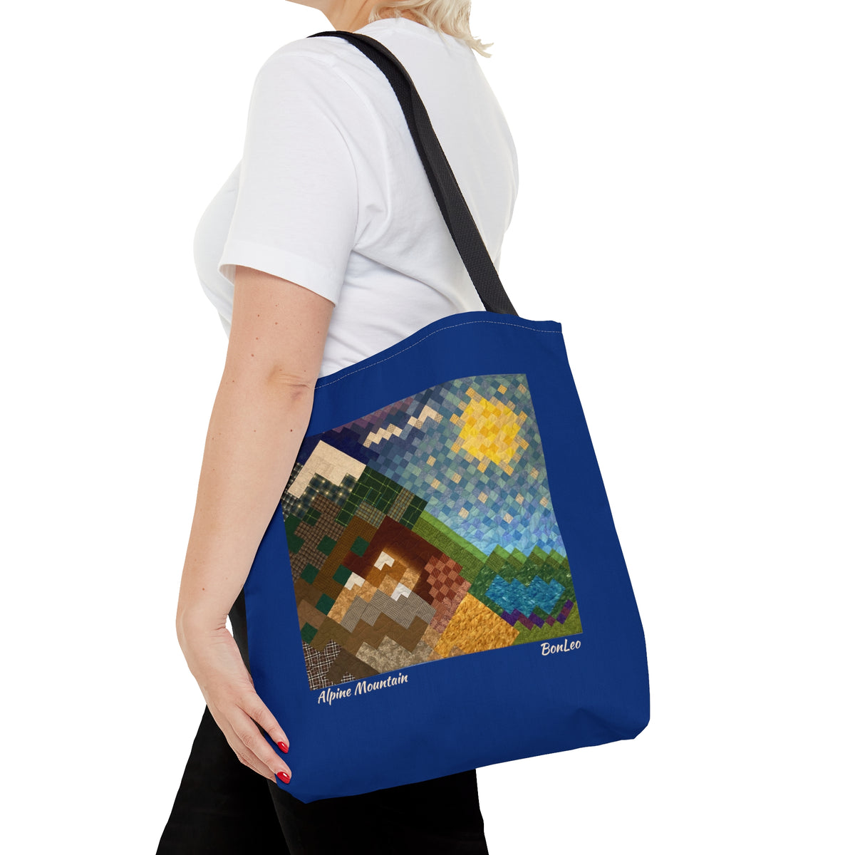 Alpine Mountain Quilt Tote Bag - Blue