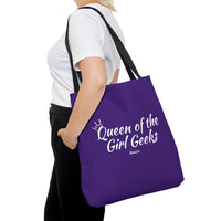 Queen of the Girl Geeks Polyester Tote Bag in Purple