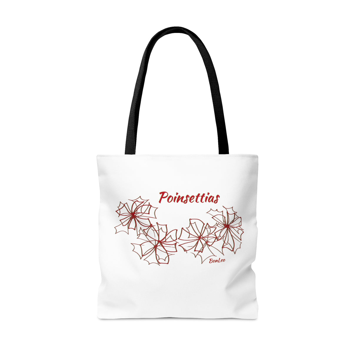 Poinsettias Polyester Tote Bag