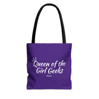 Queen of the Girl Geeks Polyester Tote Bag in Purple