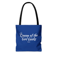 Queen of the Girl Geeks Polyester Tote Bag in Dark Blue