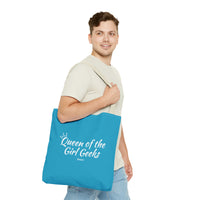 Queen of the Girl Geeks Polyester Tote Bag in Turquoise