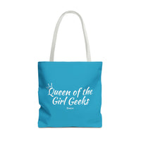 Queen of the Girl Geeks Polyester Tote Bag in Turquoise