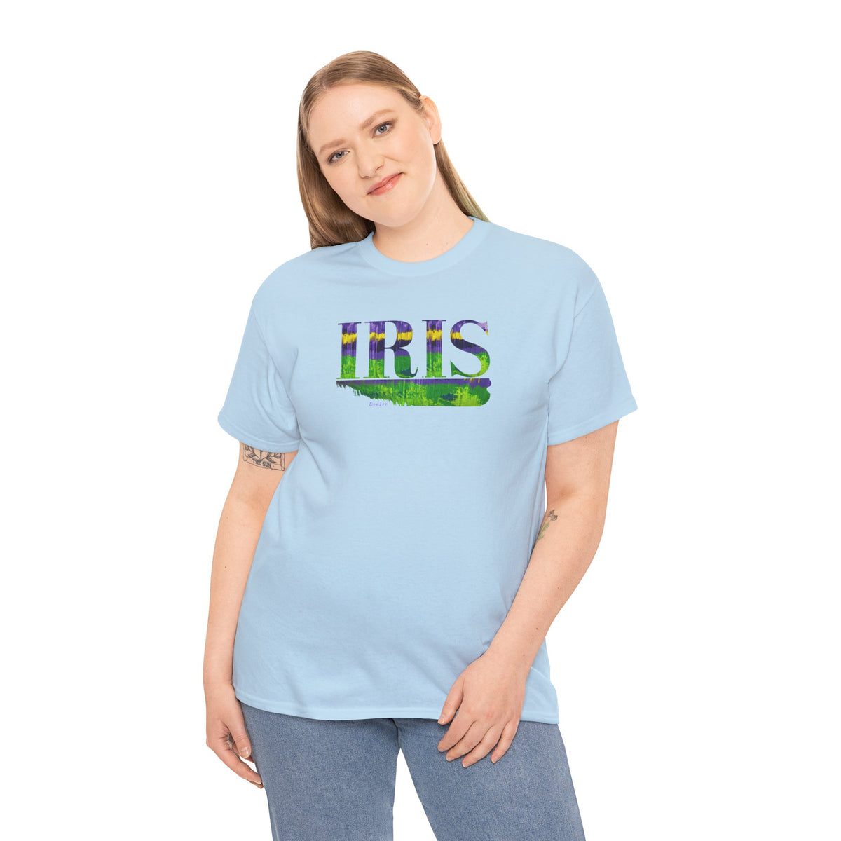 Iris Garden Unisex Heavy Cotton Tee In Purple and Green