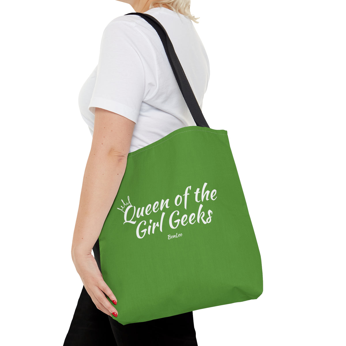 Queen of the Girl Geeks Polyester Tote Bag in Green