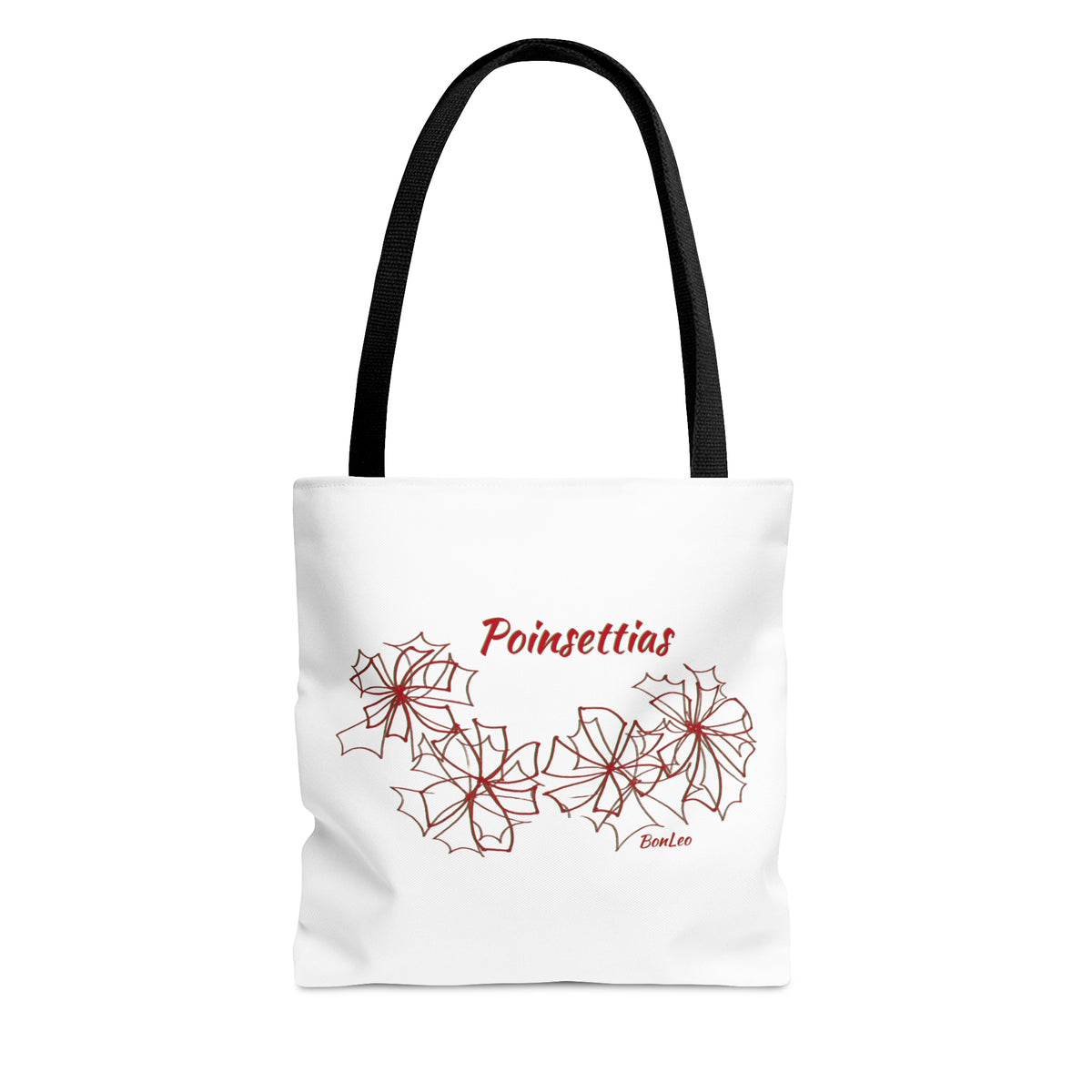 Poinsettias Polyester Tote Bag