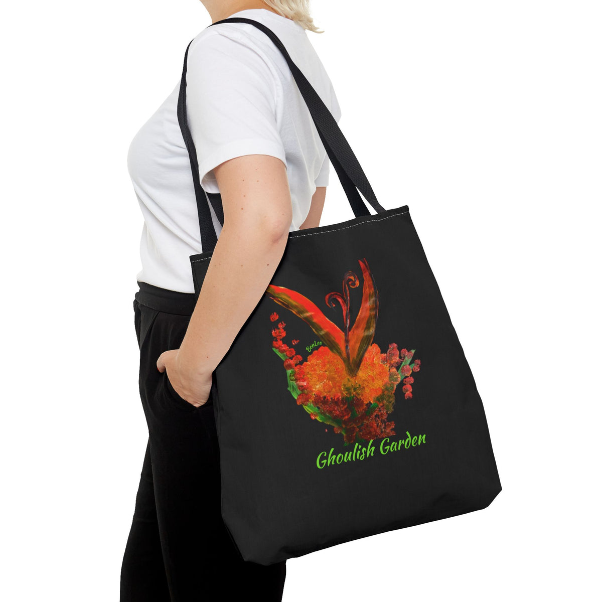 Halloween Ghoulish Garden Bag in Orange by Bonnie Diczhazy