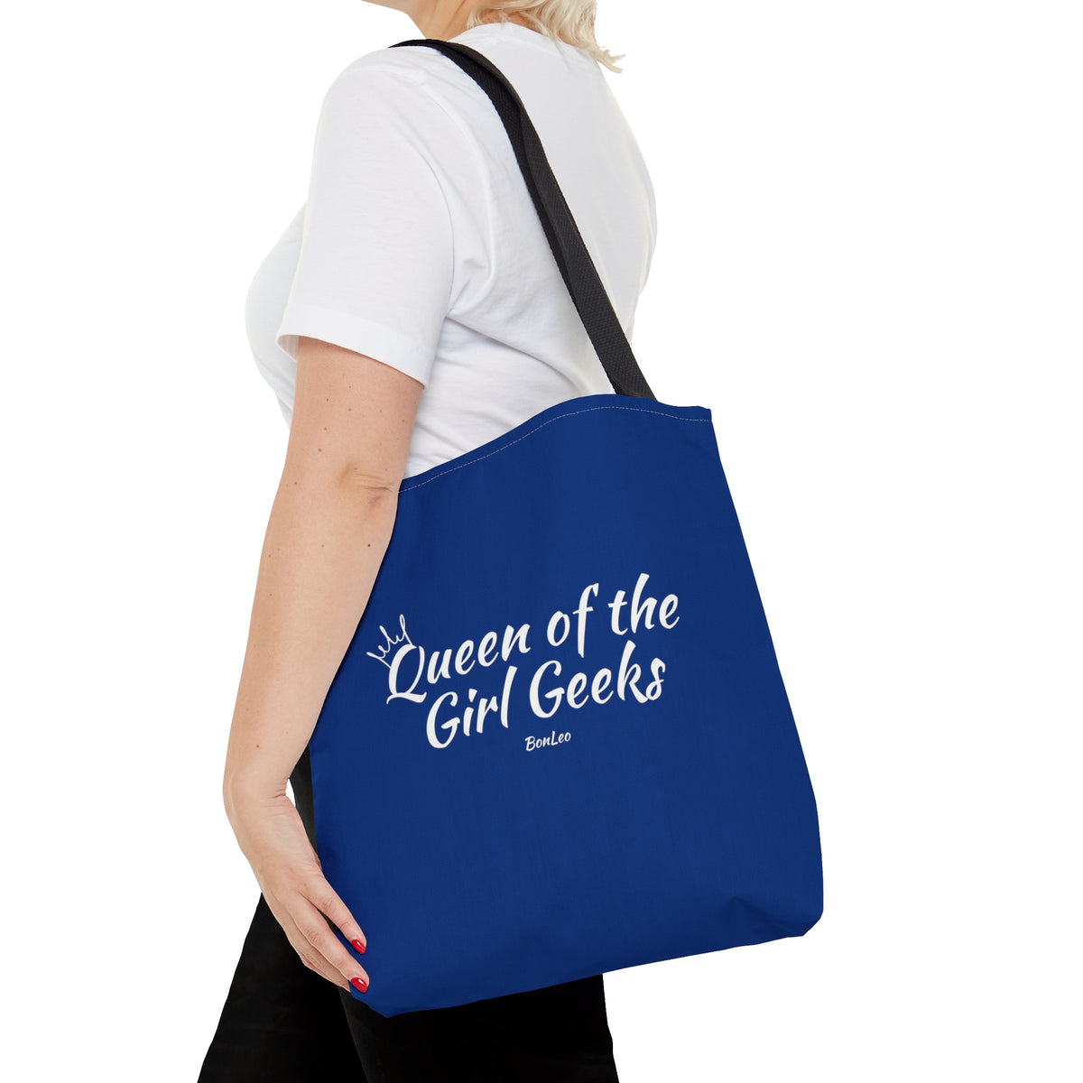 Queen of the Girl Geeks Polyester Tote Bag in Dark Blue