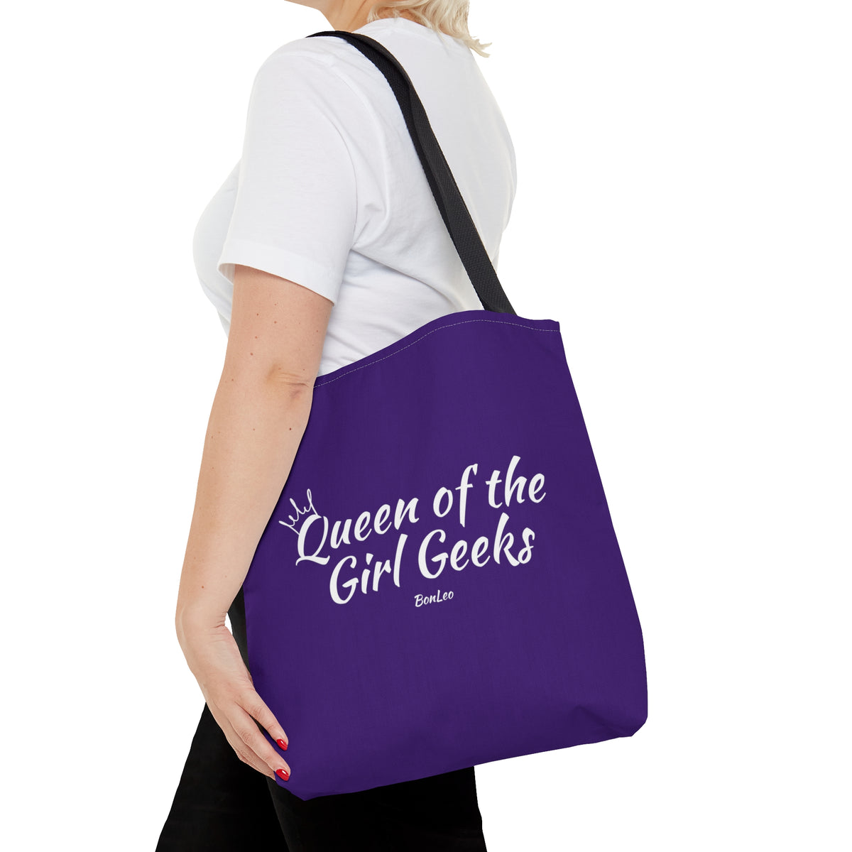 Queen of the Girl Geeks Polyester Tote Bag in Purple