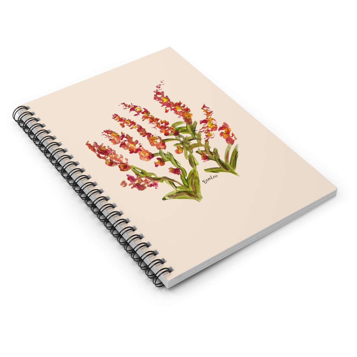 Whimsical Garden Spiral Notebook - Ruled Line in Orange Blooms