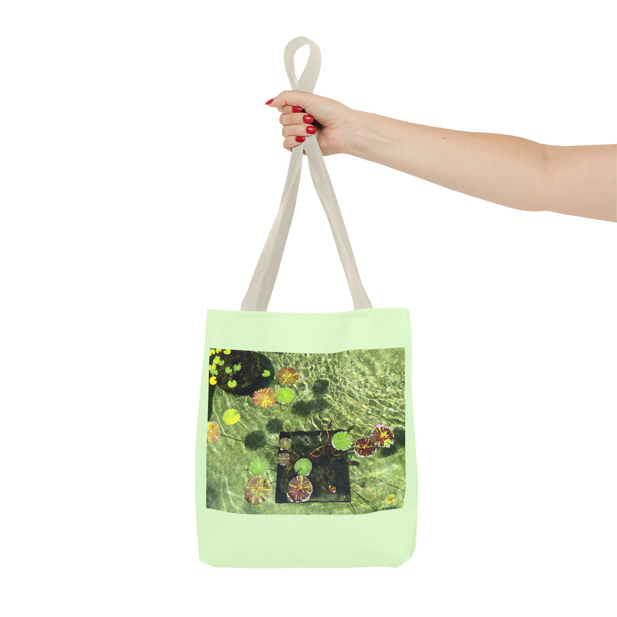 Waterlilies at The Getty Villa Mint Green, Photograph by Lenny Pinna Tote Bag