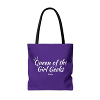 Queen of the Girl Geeks Polyester Tote Bag in Purple