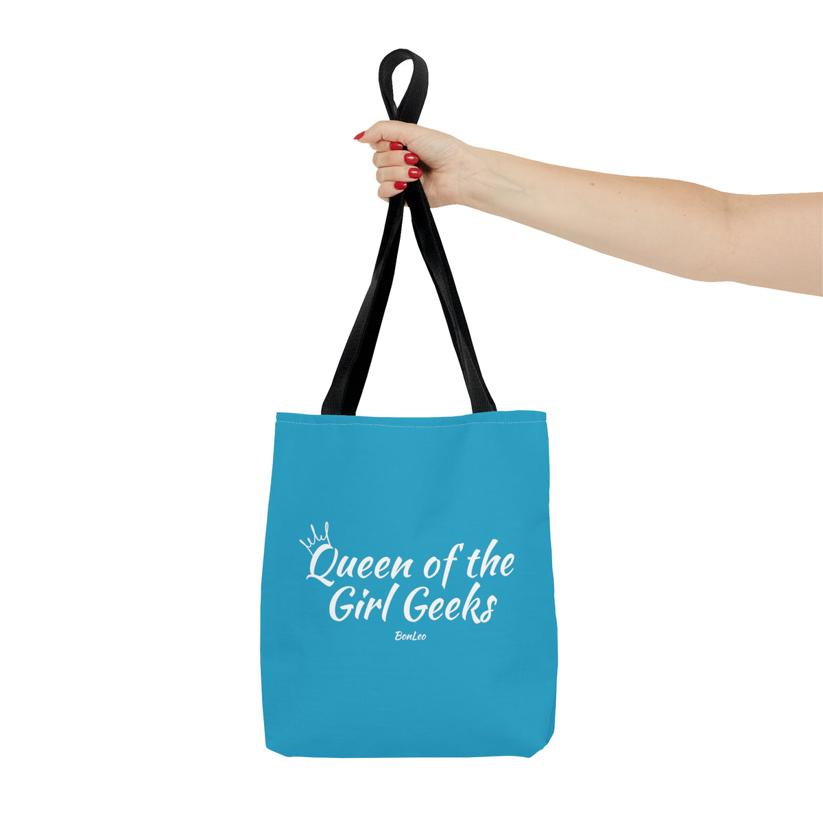 Queen of the Girl Geeks Polyester Tote Bag in Turquoise