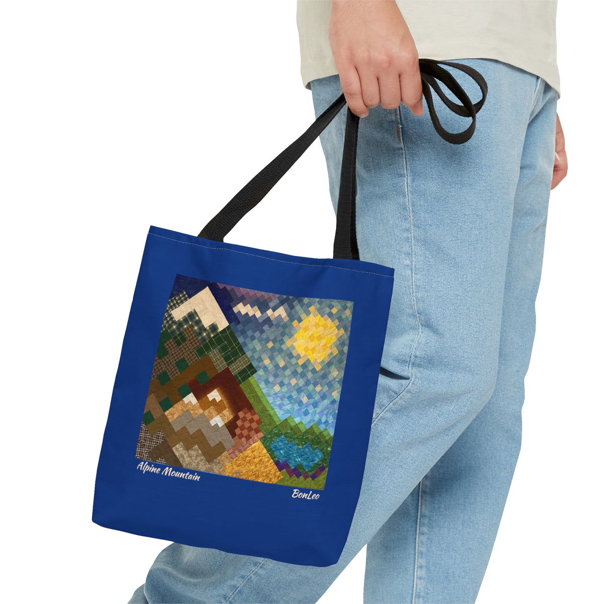 Alpine Mountain Quilt Tote Bag - Blue