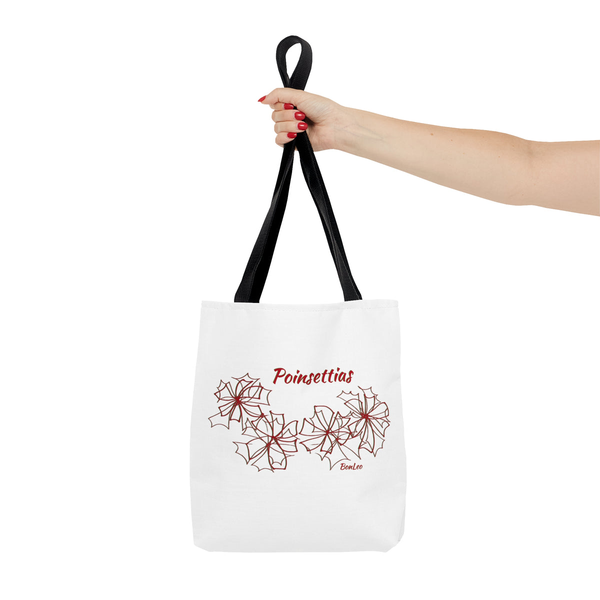 Poinsettias Polyester Tote Bag