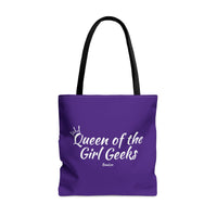 Queen of the Girl Geeks Polyester Tote Bag in Purple